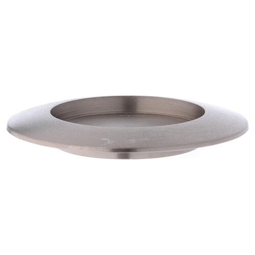 Candle holder plate made in matte silver-plated brass 2