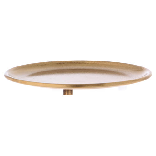 Piatto portacandele ottone dorato satinato diametro d. 12 cm bordo 3