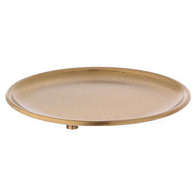 Candle holder plate with raised edge d. 4 3/4 in in gold plated brass with satin finish