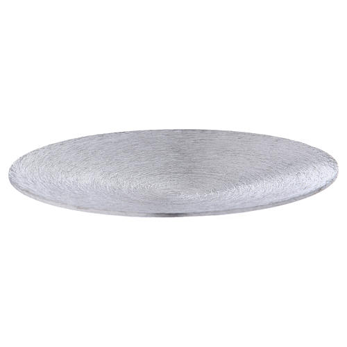 Concave candle holder plate in silver-plated aluminium diam. 12.5 cm 1
