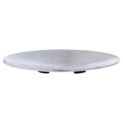 Concave candle holder plate in silver-plated aluminium d. 5 in 3