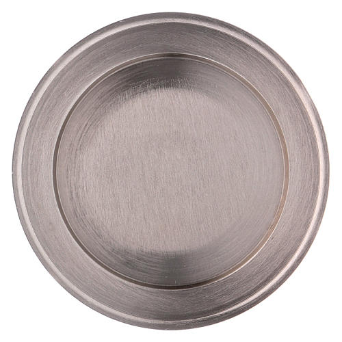 Candle holder plate in matt silver-plated brass 2