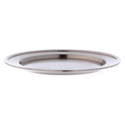 Candle holder plate in matt silver-plated brass 3