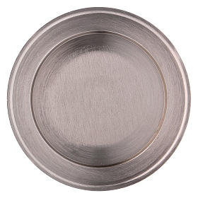 Assiette porte-bougie laiton mat argenté