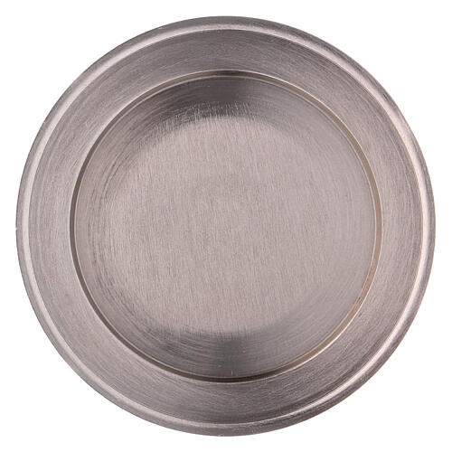 Candle holder plate in matte silver-plated brass 2