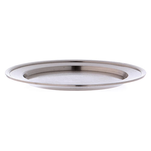 Candle holder plate in matte silver-plated brass 3