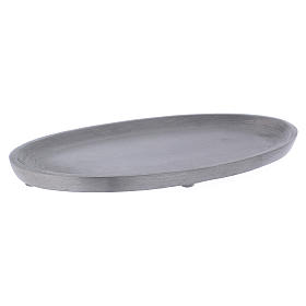 Assiette porte-bougie en aluminium mat 20x11 cm