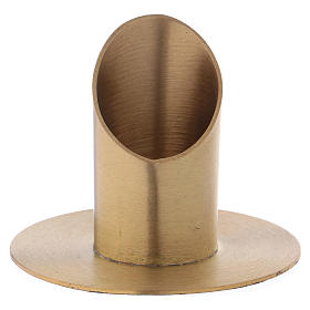 Candle holder tube in gold-plated brass with round base