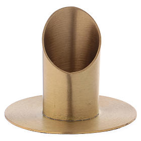 Porta-vela tubo base redonda latão dourado