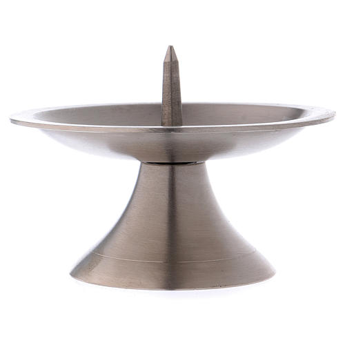 Candle holder in silver-plated brass with round base and jag 2