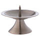 Silver-plated brass candlestick with round base and central spike s1