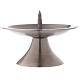 Silver-plated brass candlestick with round base and central spike s2