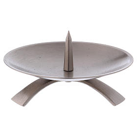 Candle holder in matt silver-plated brass with tripod and jag