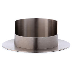 Modern candle holder in satinised silver-plated brass diam. 8 cm