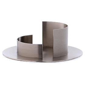 Modern candle holder in satinised silver-plated brass diam. 8 cm