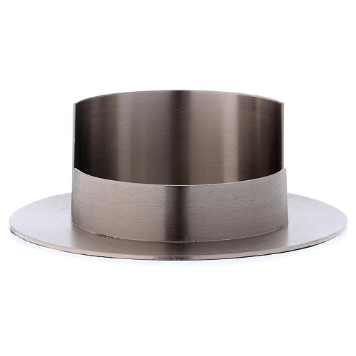 Modern candle holder in satinised silver-plated brass diam. 8 cm 1