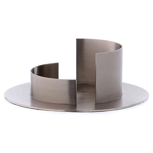 Modern candle holder in satinised silver-plated brass diam. 8 cm 2