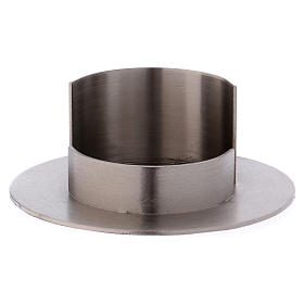 Modern candle holder in satinised silver-plated brass diam. 5 cm