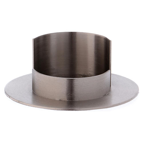 Modern candle holder in satinised silver-plated brass diam. 5 cm 1