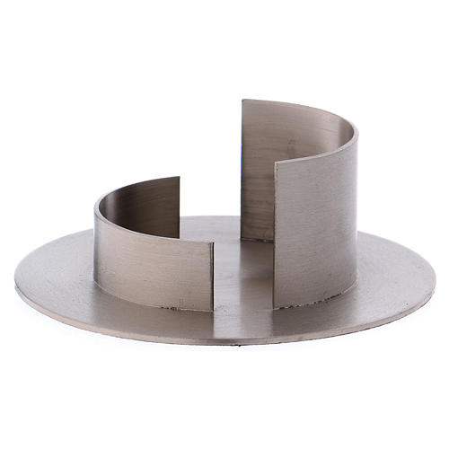 Modern candle holder in satinised silver-plated brass diam. 5 cm 2