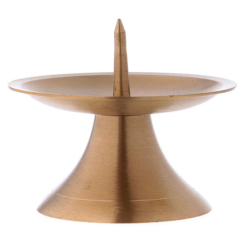 Candle holder in gold-plated brass with round base and jag 2
