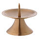 Candle holder in gold-plated brass with round base and jag s1