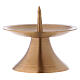 Gold plated brass candlestick with round base central spike s2
