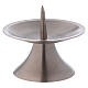 Silver-plated brass candlestick round base central spike d. 3 in s1