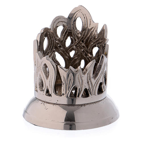 Candle holder with flame decoration in silver-plated brass diam. 3 cm 1