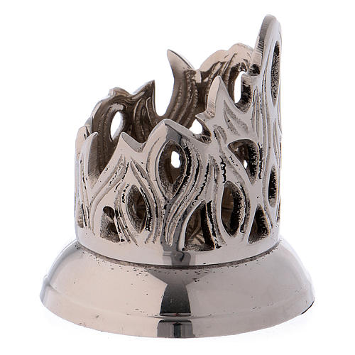 Candle holder with flame decoration in silver-plated brass diam. 3 cm 2