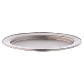 Candle holder plated in matt silver-plated brass