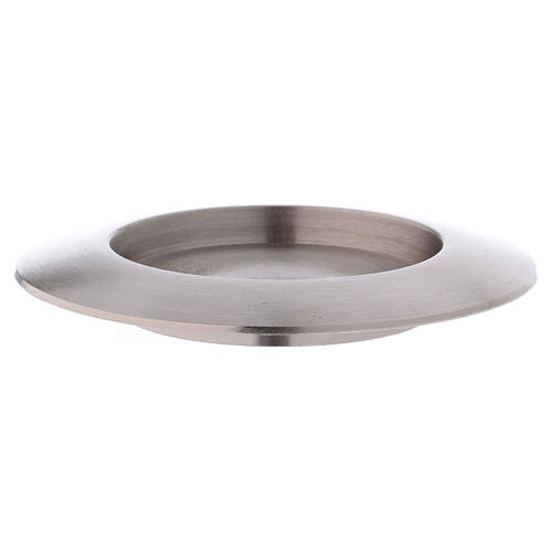 Round candle holder in matt silver-plated brass diam 7 cm 2