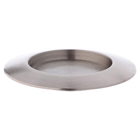 Round candle holder in matte silver-plated brass d. 3 in