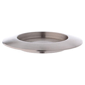 Round candle holder in matte silver-plated brass d. 3 in