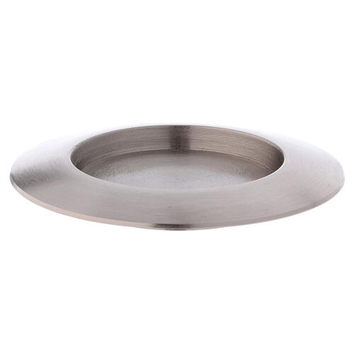 Round candle holder in matte silver-plated brass d. 3 in 1