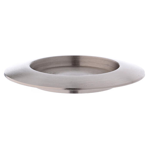 Round candle holder in matte silver-plated brass d. 3 in 2
