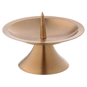 Candle holder with jag in golden satinised brass