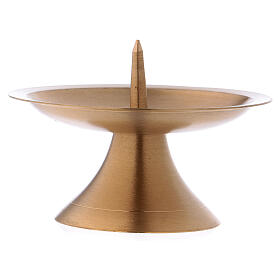 Gold plated brass candlestick with satin finish and spike