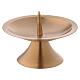 Gold plated brass candlestick with satin finish and spike s1