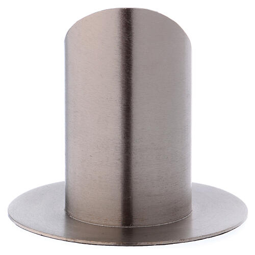 Round base candlestick in silver-plated brass with satin finish 3