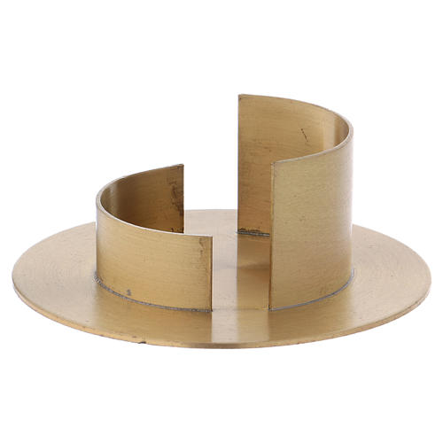 Portacandele ottone dorato satinato moderno diam. 5 cm 2
