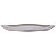 Oval candle holder plate with raised edges in matt silver-plated brass s1