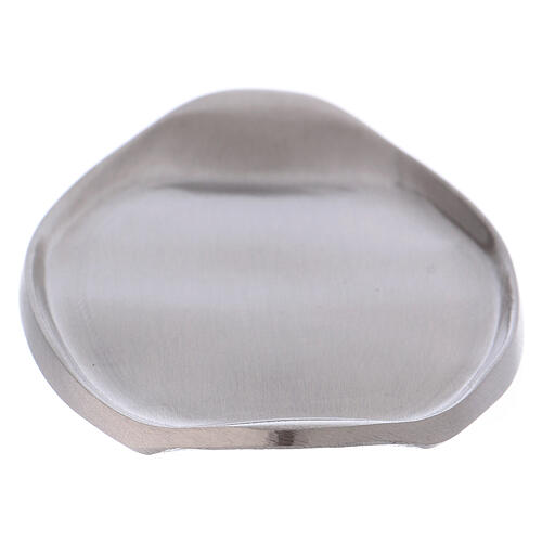 Oval candle holder plate with raised edge in matte silver-plated brass 3