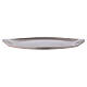 Oval candle holder plate with raised edge in matte silver-plated brass s1