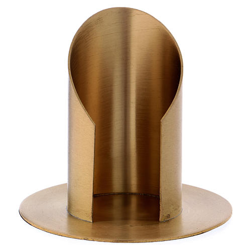 Candle holder tube in satinised gold-plated brass 5 cm 1