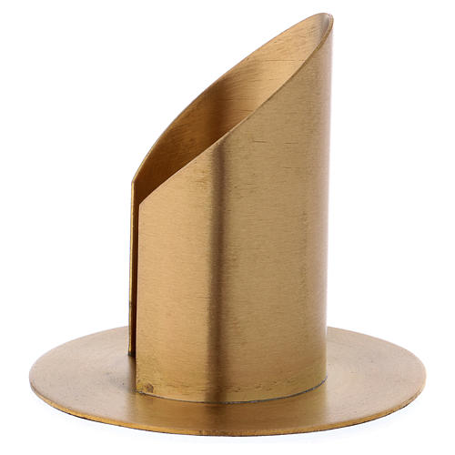 Candle holder tube in satinised gold-plated brass 5 cm 2