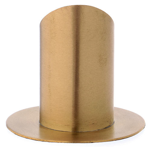 Candle holder tube in satinised gold-plated brass 5 cm 3