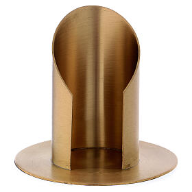 Tubular candlestick in gold plated brass with satin finish 2 in