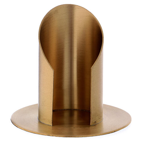 Tubular candlestick in gold plated brass with satin finish 2 in 1