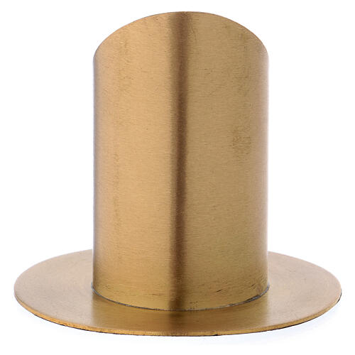 Tubular candlestick in gold plated brass with satin finish 2 in 3